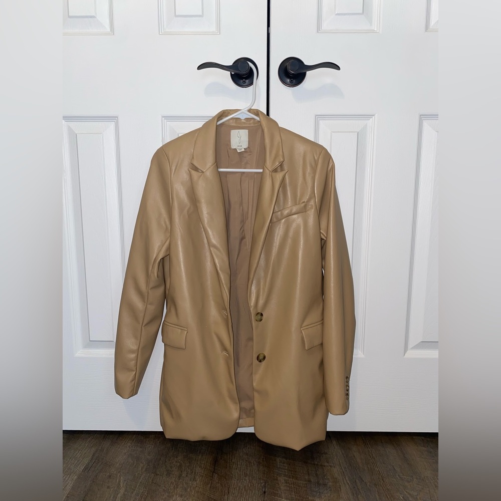 TAN leather blazer